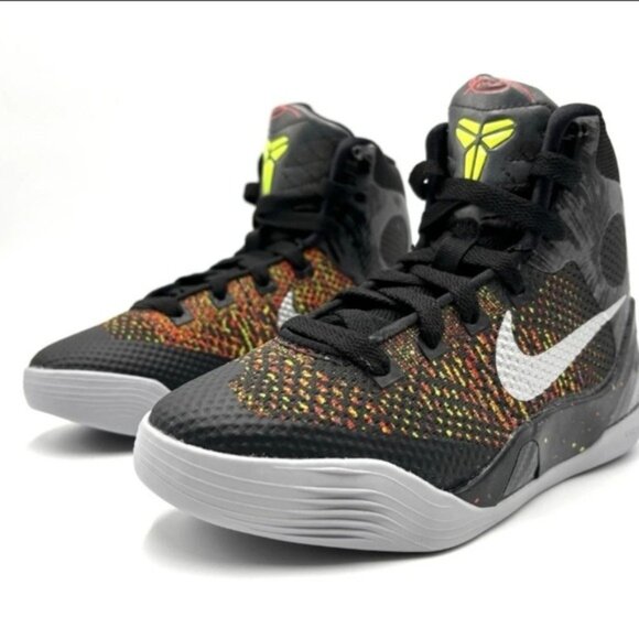 Nike Kobe IX Elite Youth 7Y Black And Metallic Basketball Silver Baseball Shoes - Picture 2 of 11